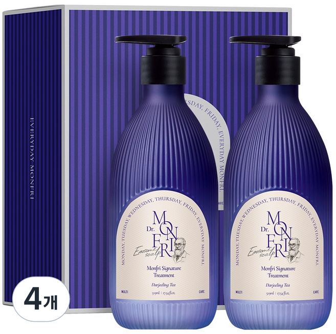 먼프리 나노 엑소좀 극손상모 리페어 헤어팩 헤어 트리트먼트 다즐링티향, 4개, 519ml