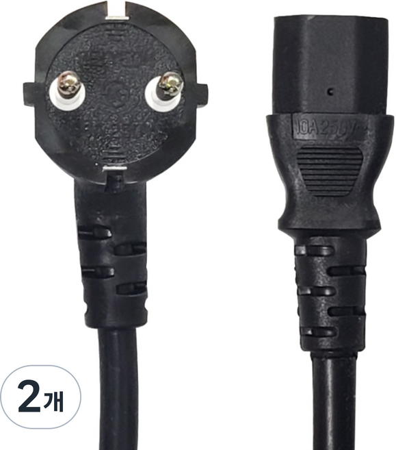 국산 파워 케이블 16A 컴퓨터 전원 코드, 2개, 1m