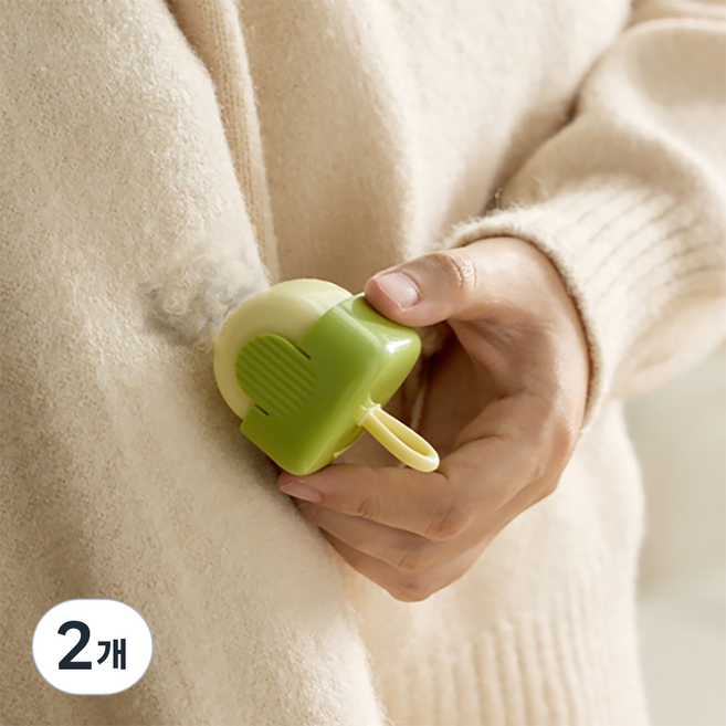이지몰 초미니 휴대용 먼지제거기 머리카락 옷 먼지떨이, 그린, 2개
