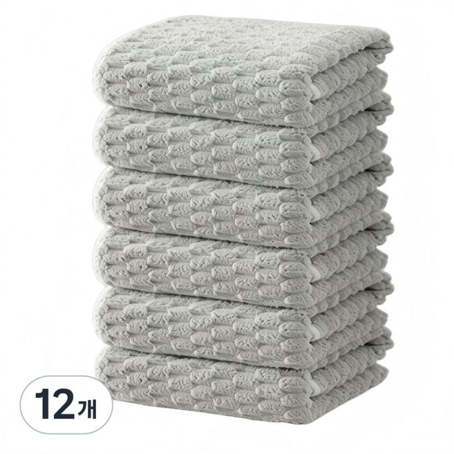 부드러운 호텔수건 먼지없는 고급 수건, 12개, 그레이