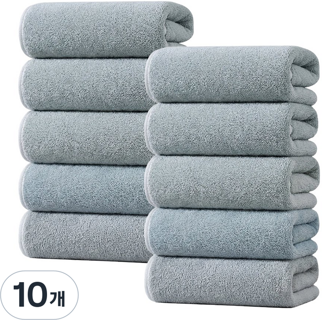 Ahomeone 수건 흡수 항균 수건 보풀방지 부드러운 호텔 타올, 그레이, 10개