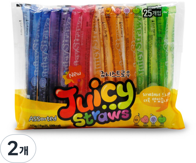 쥬시스트로우 과일맛 스틱 젤리, 475g, 2개