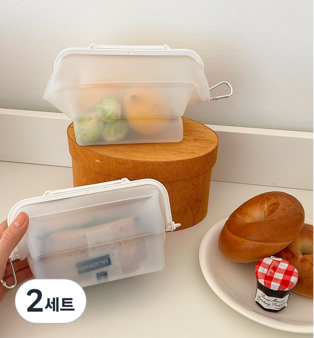 실리집 실리콘지퍼백 실리콘백 퓨어플래티늄 스탠딩, 2세트, 2개, 특대(XL)