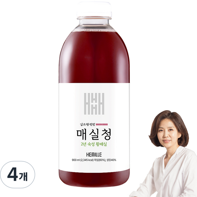 김소형 원장 2년숙성 무농약 황매실 사용 매실청, 900ml, 4개