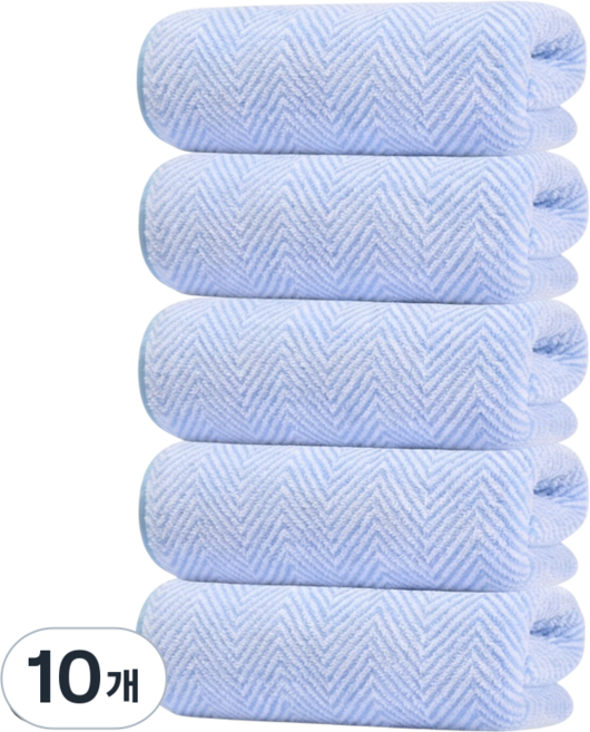 Ahomeone 호텔 수건 고흡수력 극세사 먼지없는 수건 세면 타월 130g, 블루, 10개