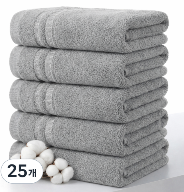 [상덕] 호텔 수건 60수 고급수건 업소용미용세면타월 먼지없는수건 소프트 볼륨, 25개, 그레이