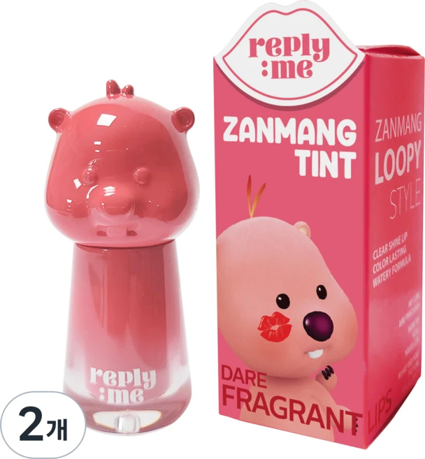 [탕후루립] 면세점입점 리플라이미 잔망루피 립틴트 립글로우 5컬러 2.8ml, 2개, 체리펀치 - 쿠팡