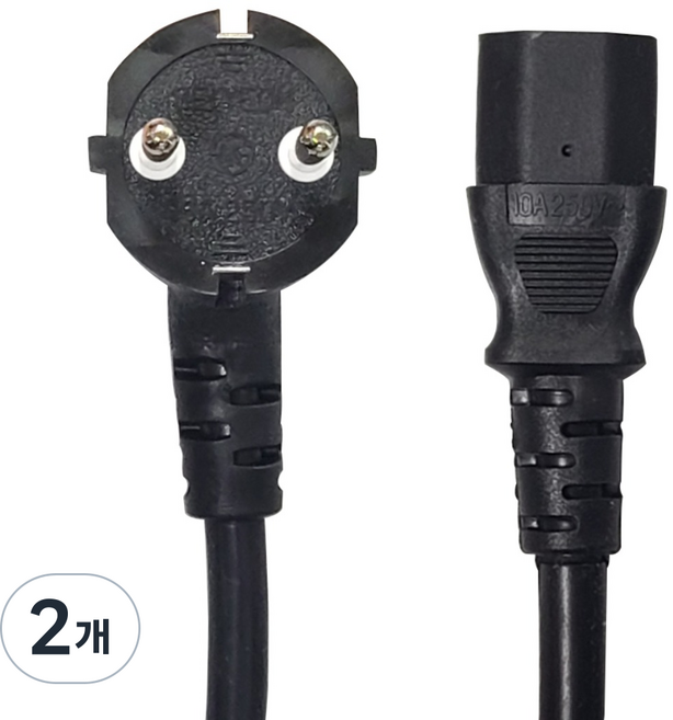국산 파워 케이블 16A 컴퓨터 전원 코드, 2개, 2m