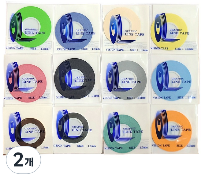 2.0mm 접착 라인 테이프 디자인 테이프 마네킹 마킹테이프 얇은테이프 그래픽 테이프 13색상, 2.0mm 골드, 2개