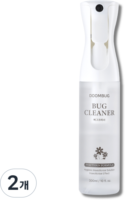 둠벅 버그크리너 피레트린 집먼지 진드기 퇴치제 베드버그 초파리 살충제 침대 이불 매트리스 패브릭 케어 스프레이, 2개, 300ml