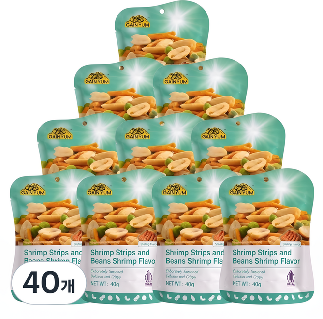 새우스낵 새우맛콩 새우맛 간식 과자, 40g, 40개