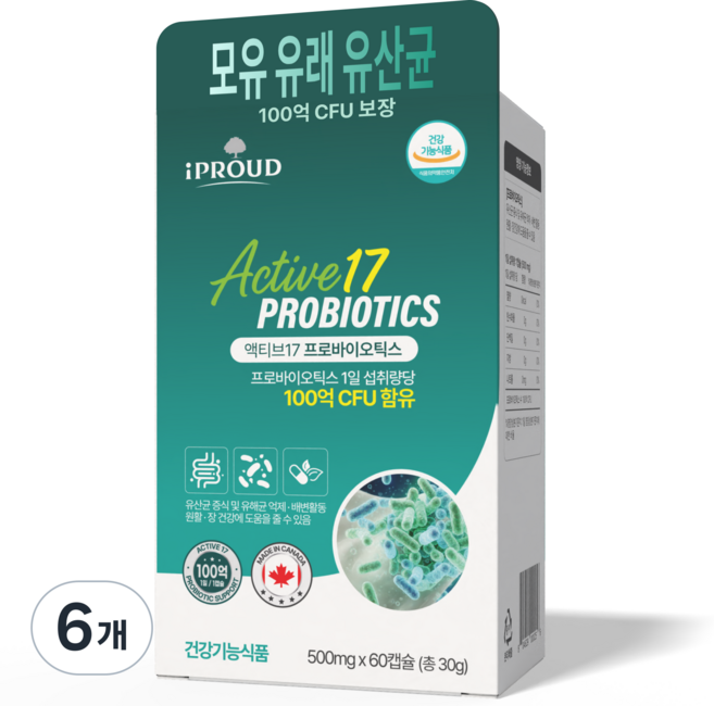아이프라우드 모유 유래 유산균 100억 CFU 보장 프로바이오틱스 임산부 유산균, 6개, 60정