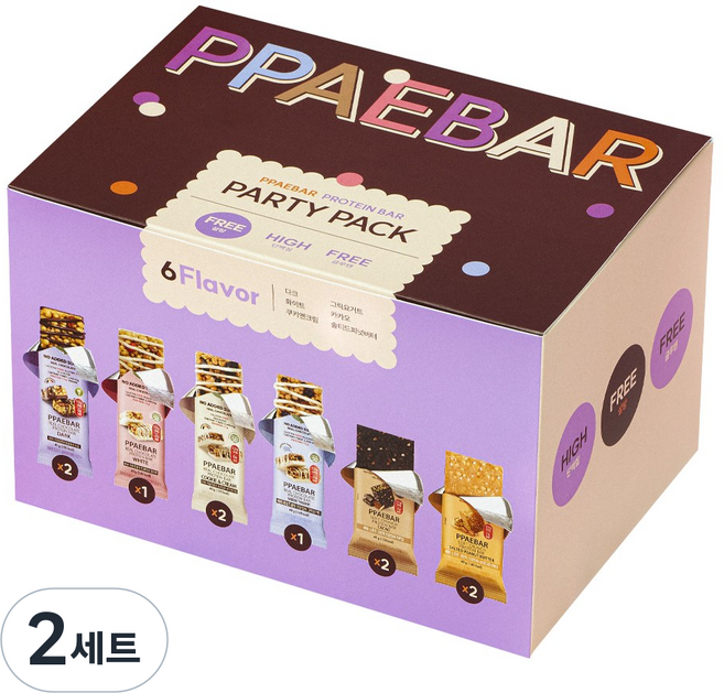 [설탕X 저당] 빼바 프로틴바 파티팩, 2세트, 400g
