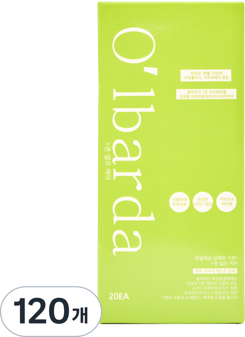 올바르다 여성청결제 Y존 이너케어 리프레쉬젤, 2g, 120개