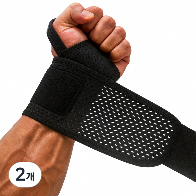 에이얼 통풍 메쉬 손목보호대, 블랙, 2개