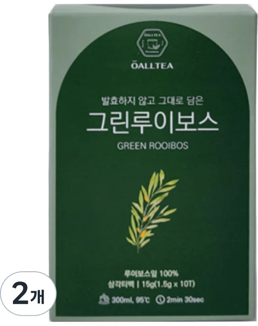 뉴올티 프리미엄 허브티 디카페인 그린 루이보스티, 15g, 2개, 10개입 - 쿠팡