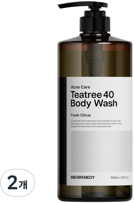 메디레머디 티트리 40 아크네 케어 대용량 바디워시 프레시 시트러스향, 2개, 1L