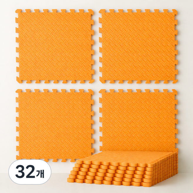올라운즈 두꺼운 EVA 층간소음 퍼즐매트, 32개, 오렌지