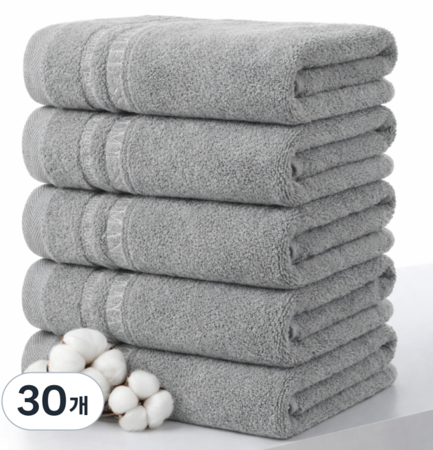 [상덕] 호텔 수건 60수 고급수건 업소용미용세면타월 먼지없는수건 소프트 볼륨, 30개, 그레이