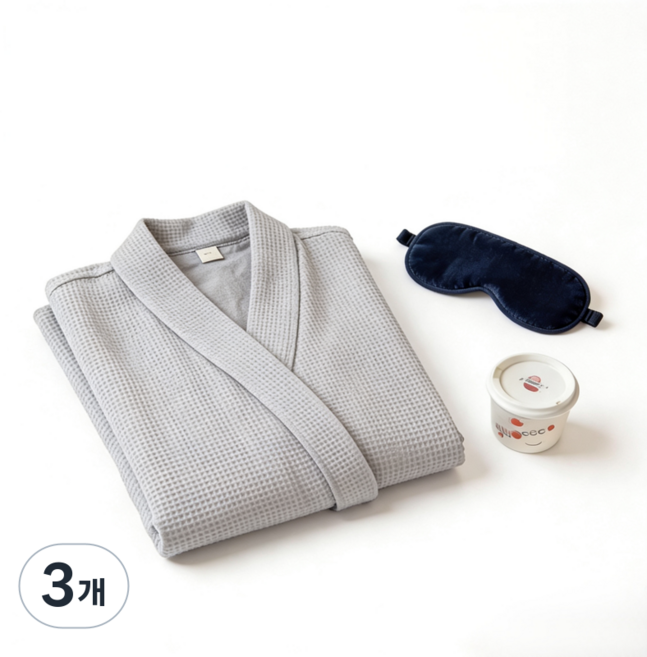 좋은 하루 속건 와플샤워가운 홈웨어로 남녀공용, 3개, 남성용 그레이