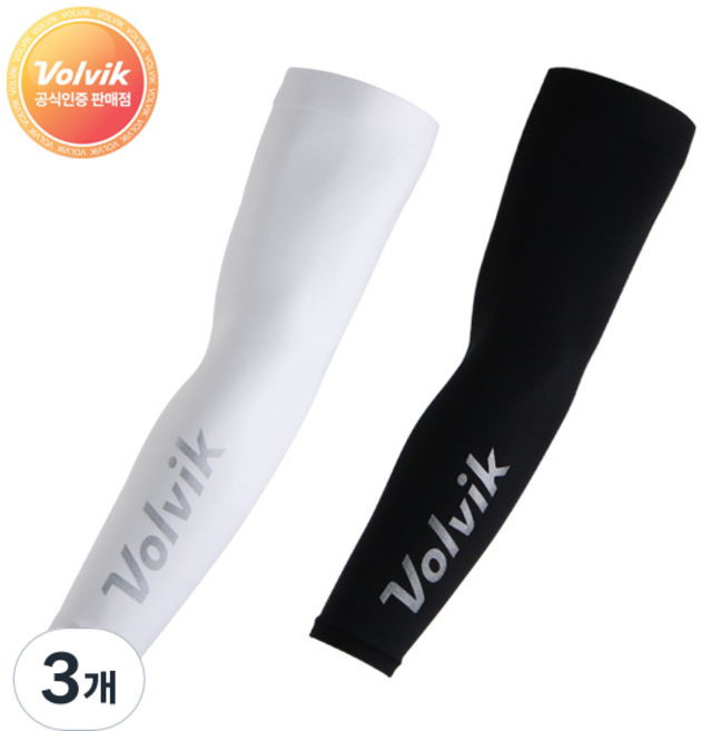 [VOLVIK] 볼빅 아쿠아엑스 냉감 골프 쿨토시 팔토시 양손 자외선차단 파크골프 운전 낚시 등산 스포츠 쿨토시, 블랙, 3개
