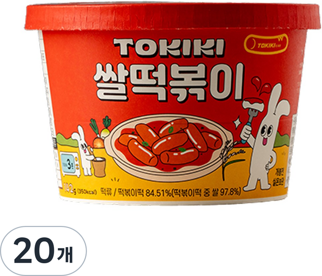 [28년전통특허] 또키키 컵 떡볶이 즉석 떡볶이 컵떡볶이 쌀떡볶이, 20개, 142g