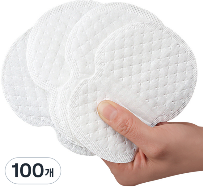 롤링페이퍼 코튼 엠보싱 겨드랑이 겨땀 패드, 화이트, 100개