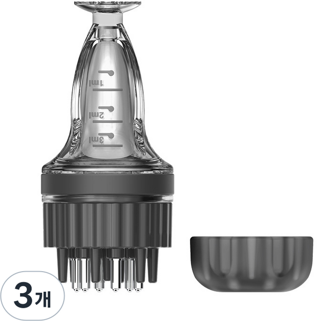 두피케어 도포기 마사지 로게인폼 미녹시딜 탈모치료용 발모제도포기, 누름 도포기 [블랙] (드로퍼와 세척 브러시 증정), 3개