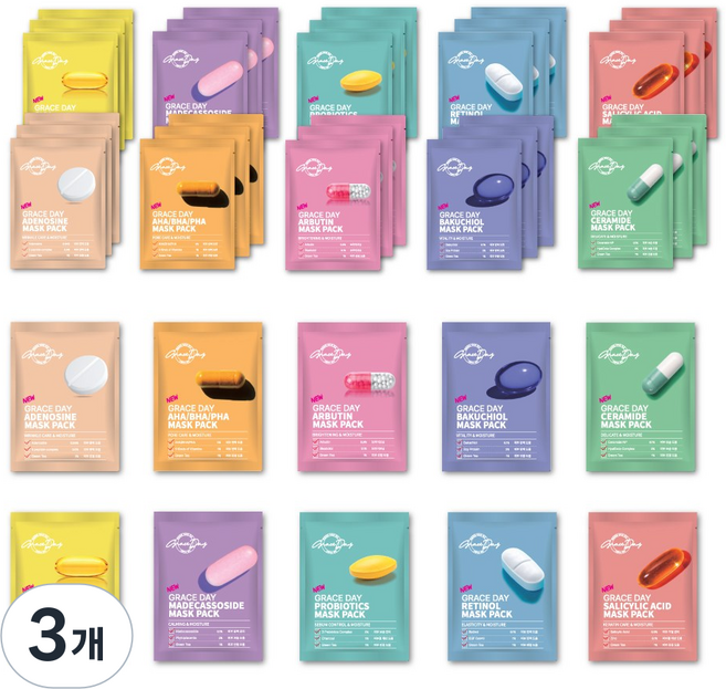 그레이스데이 알약 마스크팩, 3개, 100개입