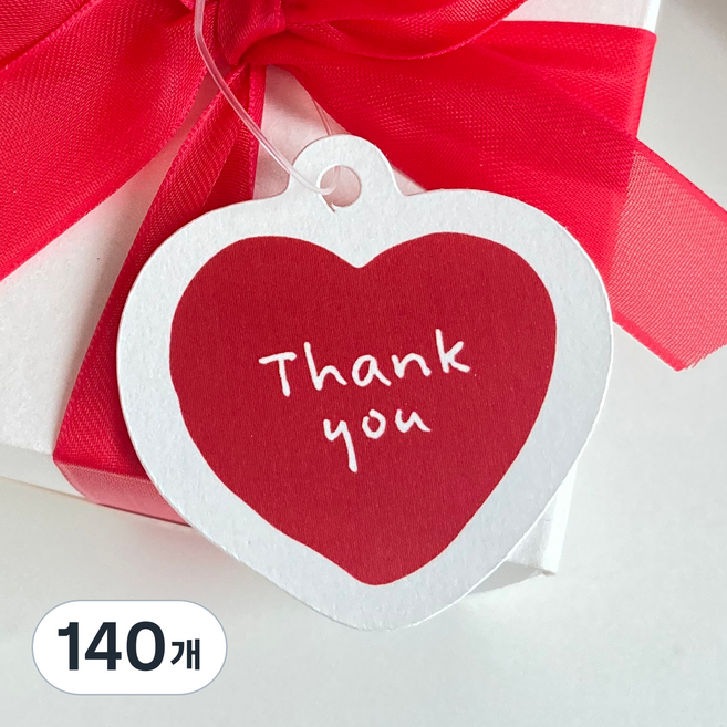 하트 포장택 선물택 감사택 하트택 땡큐택, 140개
