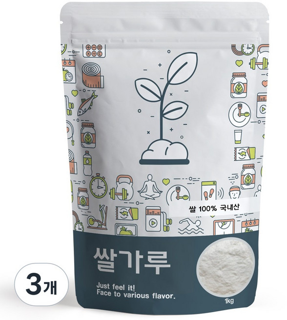 푸른빈 쌀 가루 분말 국내산, 3개, 1kg