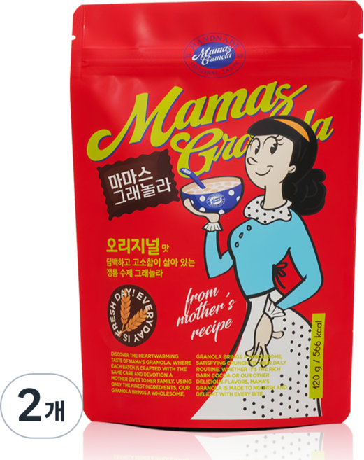 마마스그래놀라 오리지널맛 수제그래놀라 시리얼 파티팩 선물, 2개, 120g