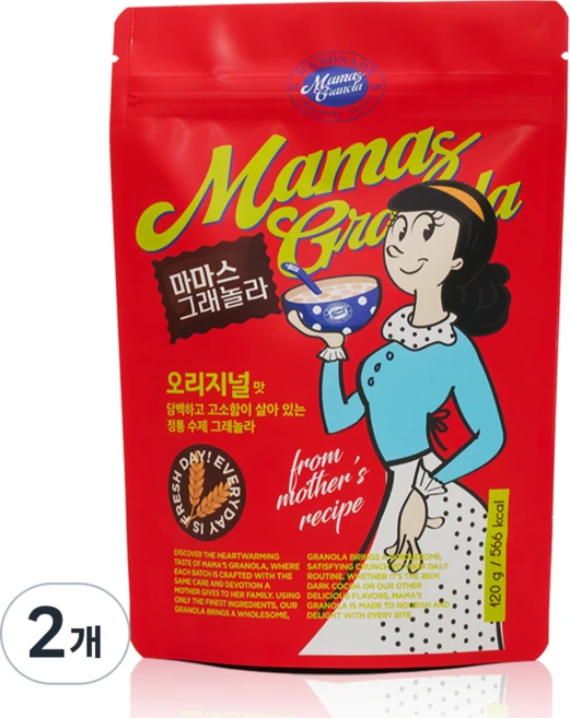 마마스그래놀라 오리지널맛 수제그래놀라 시리얼 파티팩 선물, 2개, 120g - 쿠팡