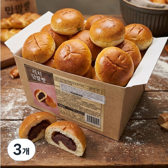 리치 단팥빵 (24여개입) 800그람 대용량, 3개, 800g