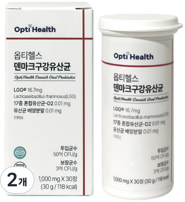 옵티헬스 덴마크 구강 유산균, 2개, 30정