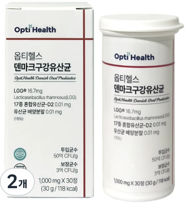 옵티헬스 덴마크 구강 유산균, 2개, 30정 - 쿠팡