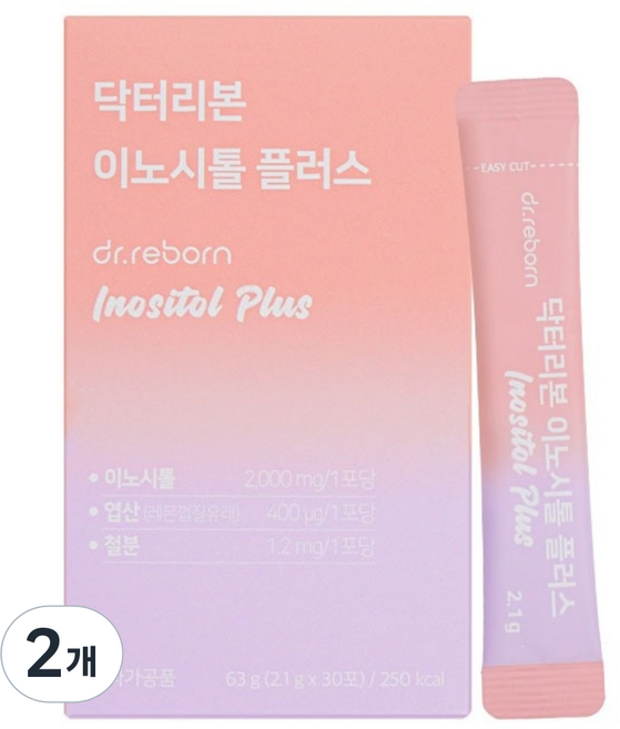 닥터리본 의사가만든 이노시톨 플러스 임신준비 시험관 준비 생리불순 다낭성 콜린 엽산 건강한 임신을 위한 필수케어 삼신할매, 63g, 2개