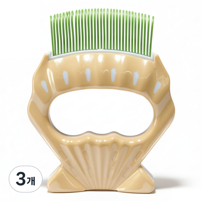 카미 고양이 털갈이 브러쉬 조개빗, 그린, 3개