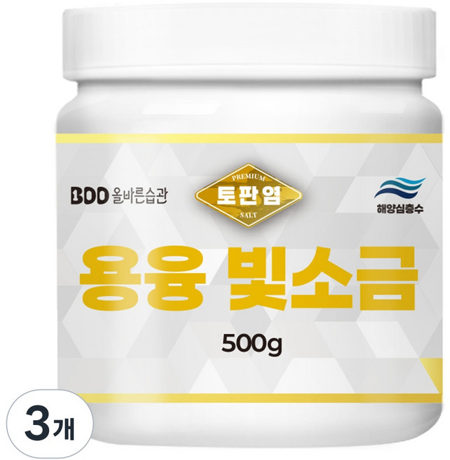 올바른습관 미네랄소금 용융소금 프리미엄 빛소금 불순물을 제거한 천일염 소금, 3개, 500g