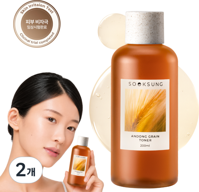 숙성 안동 오곡 수분 홍조 진정 스킨 토너, 2개, 205ml