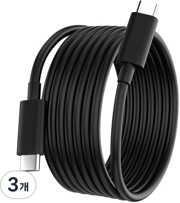 미디미디 USB-C 타입 더치 케이블, 3개, 검정, 100cm