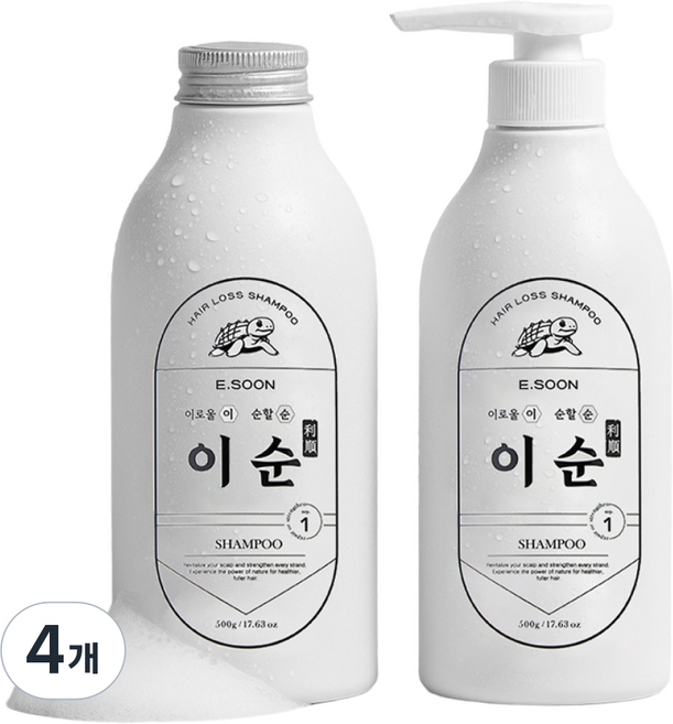 이순 카페인 탈모샴푸 약산성샴푸 지루성두피염샴푸 이순신샴푸 청소년샴푸 수영장샴푸 남자탈모샴푸 남성탈모샴푸 여자탈모샴푸 여성탈모샴푸 천연샴푸, 500g, 4개