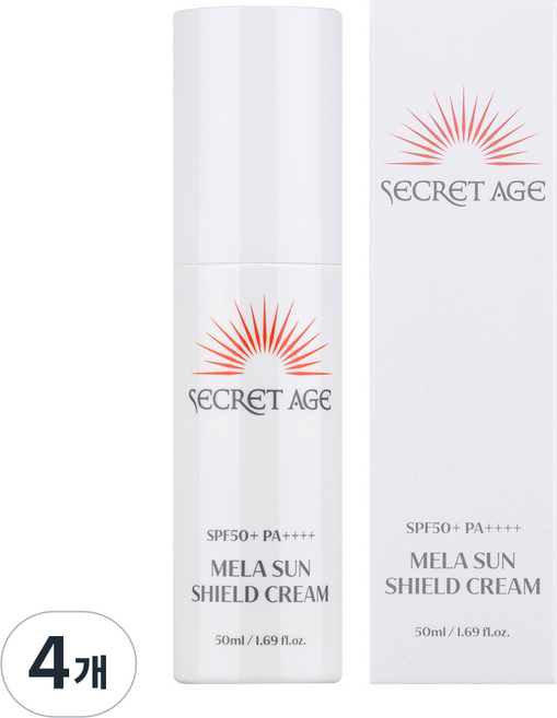 [홈쇼핑완판템] 시크릿에이지 멜라 선 쉴드 크림 SPF50+ PA++++ 기미지우개 기미선크림, 4개, 50ml