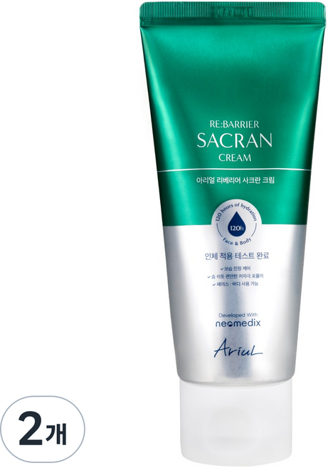 아리얼 리베리어 사크란 수분 크림 (사크란 판테놀 120시간 보습바디크림), 2개, 100g