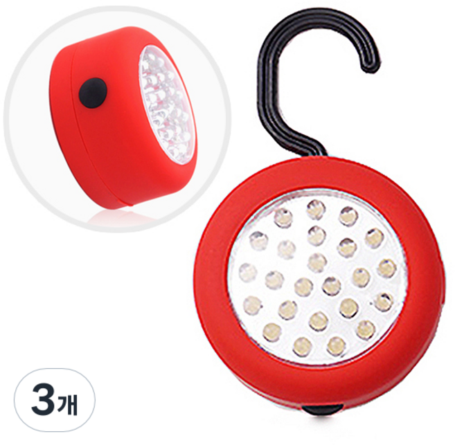 ZIO-BIZ 24구 LED 휴대용 캠핑랜턴 후레쉬 레드 / 캠핑조명 캠핑램프 캠핑등 캠핑라이트 후레쉬 손전등 작업등 비상등 렌턴 감성 캠핑용품 차박캠핑용품 텐트조명 텐트등, 3개