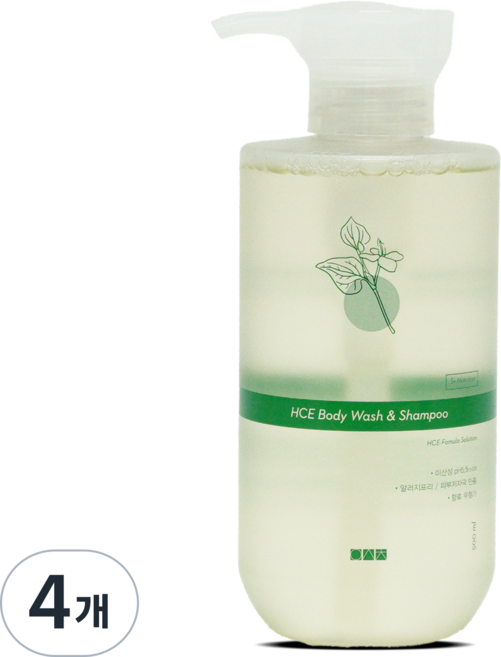 일센치 약모밀 락토 바디워시&샴푸 오돌토돌 피부 장벽 케어, 4개, 500ml
