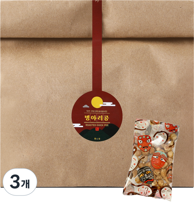 풍심당 구운 병아리콩 실속팩 개별포장 저당 과자 회사간식, 3개, 400g