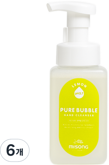 약산성 버블 핸드워시 레몬향 퓨어 버블 핸드 클렌저 레몬향 300ml, 300g, 6개