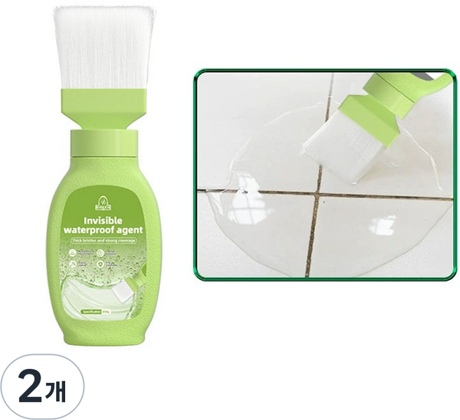 하비앤하트 침투형 투명 방수페인트 붓 일체형 타입 셀프 옥상 투명 발수 외벽 욕실 베란다, 2개, 300g
