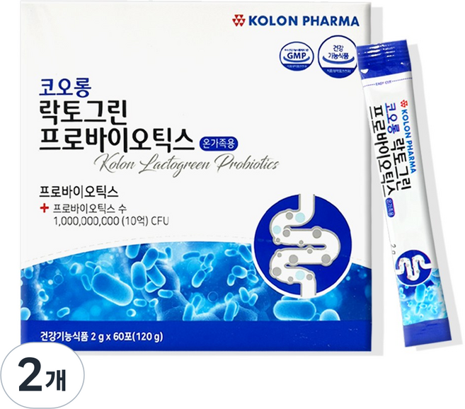 코오롱 락토그린 프로바이오틱스 유산균, 120g, 2개